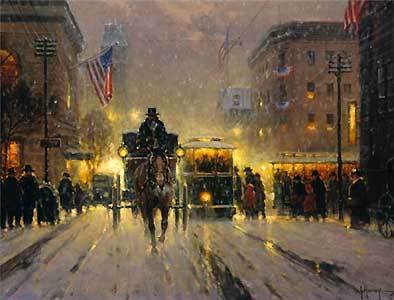 G HARVEY 6X8 Secondary Market Art: "CITY CROWDS CNV"