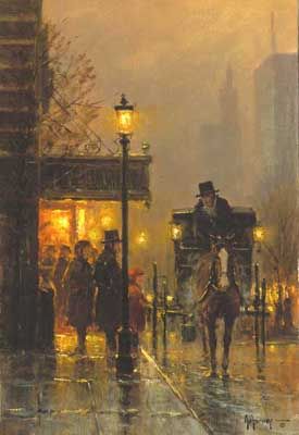 G HARVEY 9X13 Secondary Market Art: "DISCUSSING THE FARE"