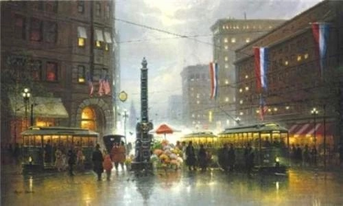 G. Harvey Signed and Numbered Limited Edition Lithograph: "San Francisco Market" G. Harvey Signed and Numbered Limited Edition Lithograph: "San Francisco Market"