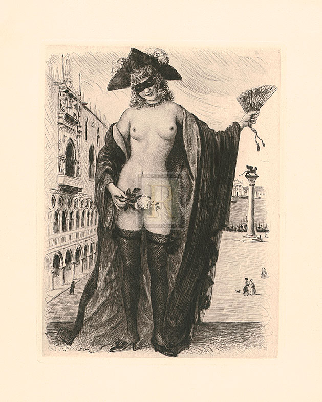 Gabriel Ferrier Hand Numbered Limited Edition Print on Paper :"A Venetian Rose"