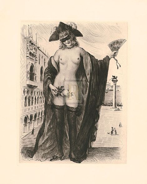Gabriel Ferrier Hand Numbered Limited Edition Print on Paper :"A Venetian Rose"