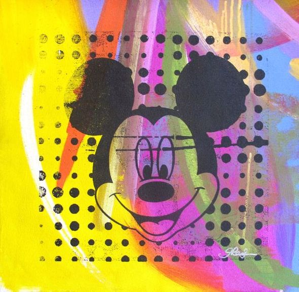 Gail Rodgers Hand Painted & Signed Serigraph on Canvas:"Disney Mickey Mouse #3"