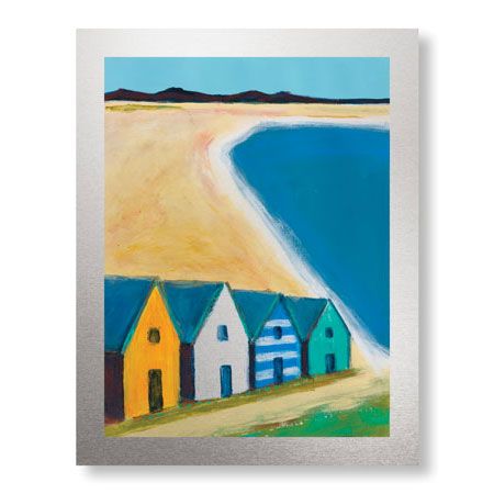 Gale S McKee Limited Edition Ready to Hang Giclee on Brushed Aluminum: "Cabanas by the Sea"