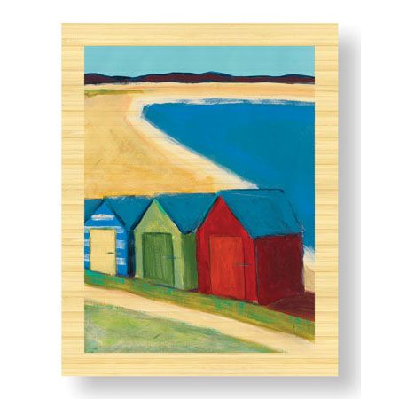 Gale S McKee Limited Edition Ready to Hang Giclee on Sustainable Bamboo: "Beach Huts"