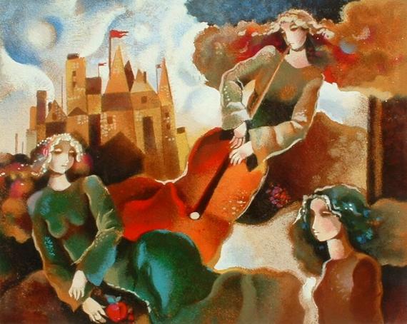 Galina Datloof Hand Signed and Numbered Limited Edition Serigraph on Paper: " Musical Flight "