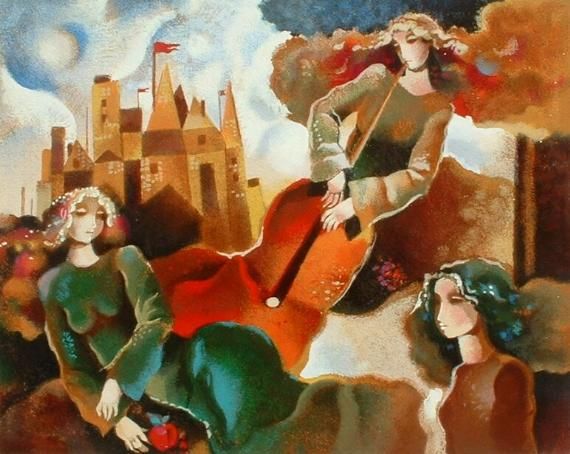 Galina Datloof Hand Signed and Numbered Limited Edition Serigraph on Paper: " Musical Flight "