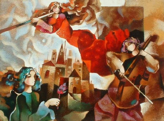 Galina Datloof Hand Signed and Numbered Limited Edition Serigraph on Paper: " Spirit of Song "