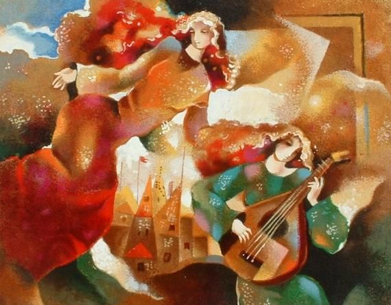 Galina Datloof Hand Signed and Numbered Limited Edition Serigraph on Paper: " Tranquil Moment "