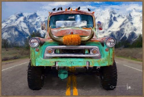 GARLAND FLOWERS 29.5X43.5 FLOAT FRAMED CANVAS:"THE BULL"
