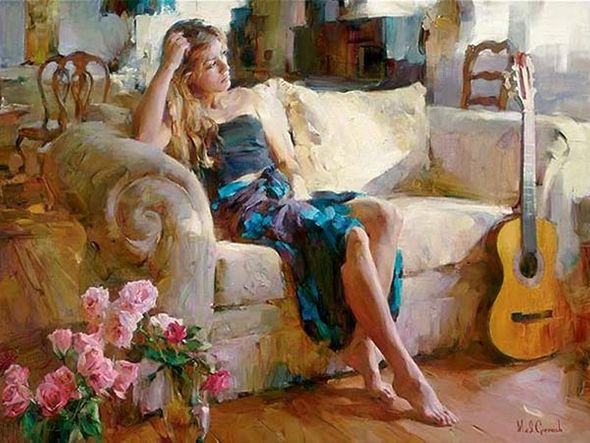 Garmash Handsigned and Numbered Limited Edition Embellished Giclee on Canvas: "Music in the Afternoon "