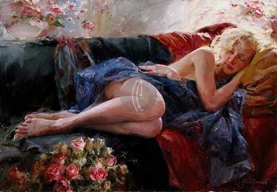 Garmash Handsigned and Numbered Limited Edition Embellished Giclee on Canvas:"Sleeping Beauty"