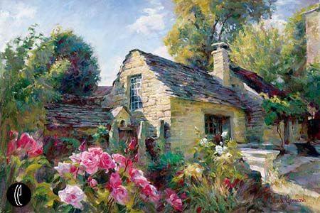 Garmash Handsigned & Numbered Limited Edition Embelleshed Giclee on Canvas:"La Maison De Provence"