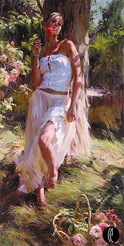 Garmash Handsigned & Numbered Limited Edition Embelleshed Giclee on Canvas:"Quiet Moment"