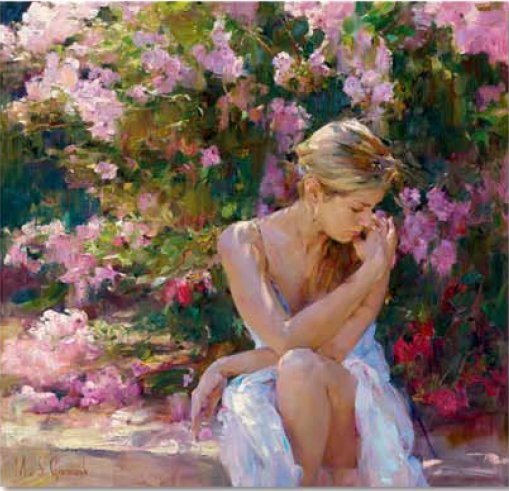 Garmash Handsigned & Numbered Limited Edition Embellished Giclee on Hand Textured Canvas:"Blooming Beauty"