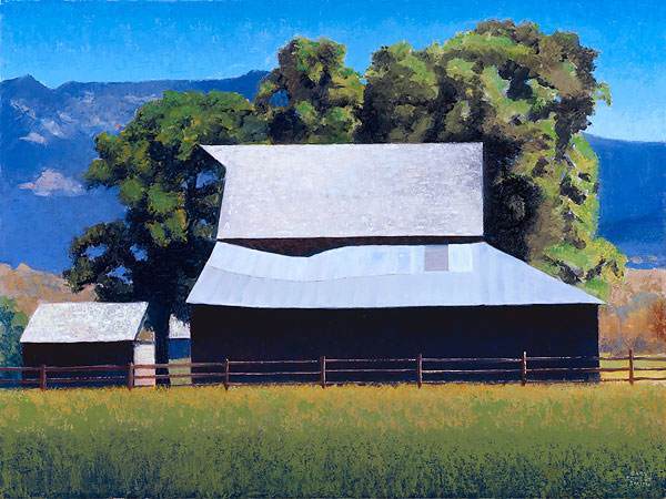 Gary Ernest Smith Handsigned & Numbered Limited Edition Giclee on Canvas:"Barn at Cove Oregon"