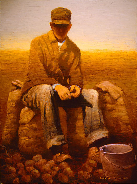 Gary Ernest Smith Open Edition Gallery Wrap Canvas Giclee:"Waiting for Potato Truck"
