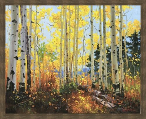 GARY KIM 44X54 FRAMED 3 D CANVAS:"CASTLE CREEK TRAIL"
