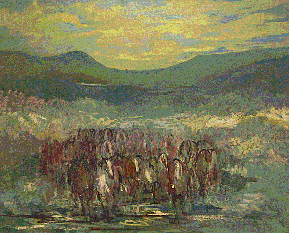 Gaspar Cunha Open Edition Giclee on Canvas:"Horses & Silence"