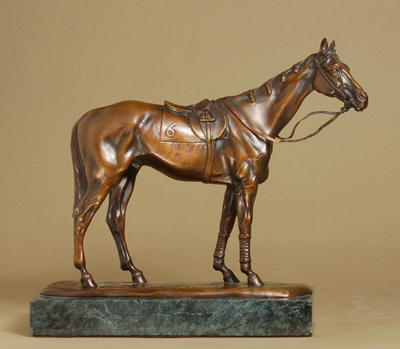 Gaston d'Illiers Handcrafted Solid Bronze Sculpture:"Avant la Course" (Before the Race)