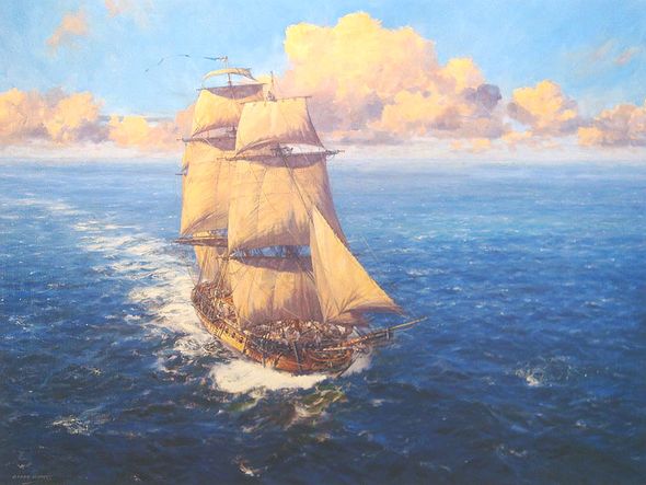 Geoff Hunt Artist Signed Limited Edition Lord Nelson Print:"Boreas in the West Indies "