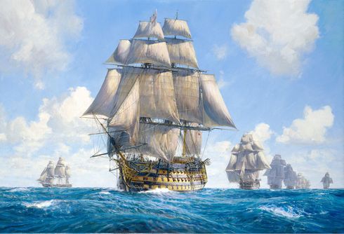Geoff Hunt Artist Signed & Numbered Limited Edition Canvas Giclee:"Victory on the Atlantic Chase"