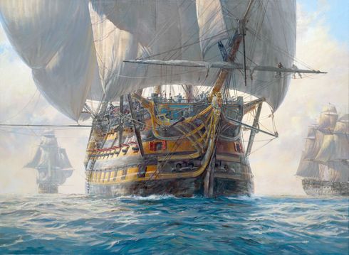 Geoff Hunt Artist Signed & Numbered Limited Edition Canvas Giclee:"Victory and Squadron in Light Airs" Geoff Hunt Artist Signed & Numbered Limited Edition Canvas Giclee:"Victory and Squadron in Light Airs"