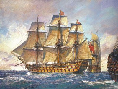 Geoff Hunt Fighting Sail Collection Handsigned & Numbered Limited Edition Print:"HMS Captain 74 Gun Ship "