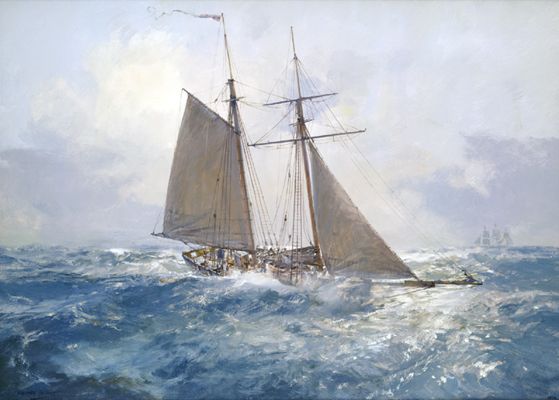 Geoff Hunt Fighting Sail Collection Handsigned & Numbered Limited Edition Print:"HMS Pickle 4 Gun Schooner "