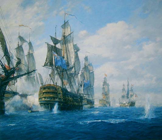 Geoff Hunt Handsigned and Numbered Limted Edition Print:"The Battle of St. Vincent, 14th February, 1797 "