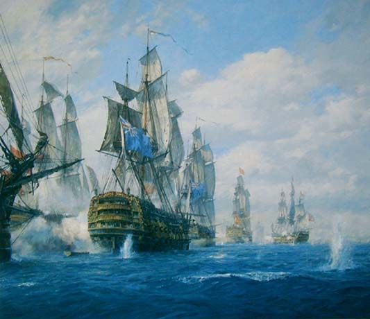 Geoff Hunt Handsigned and Numbered Limted Edition Print:"The Battle of St. Vincent, 14th February, 1797 "