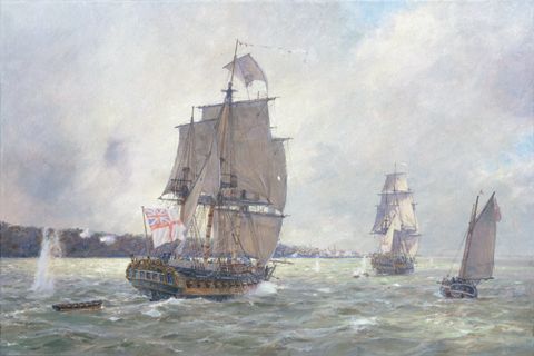 Geoff Hunt Handsigned & Numbered Limited Edition Giclee on Canvas:"Under Fire Off Manhattan "