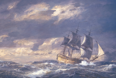 Geoff Hunt Handsigned & Numbered Limited Edition Giclee on Paper:"Quarterdeck"