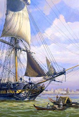 Geoff Hunt Handsigned & Numbered Limited Edition:"HMS Surprise, Off Calcutta"