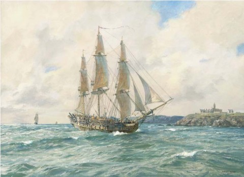 Geoff Hunt Handsigned & Numbered Limited Edition Print:"Enemy Coast - HMS Hotspur"
