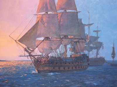 Geoff Hunt Handsigned & Numbered Limited Edition Print:"HMS Leander"