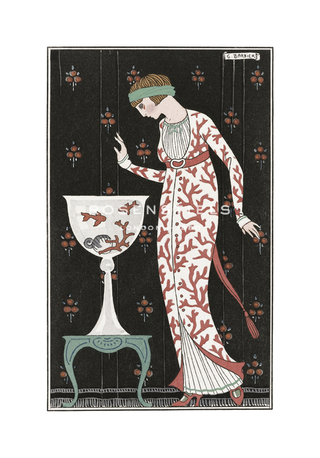 George Barbier Hand Numbered Limited Edition Print on Paper :"The Goldfish Bowl"