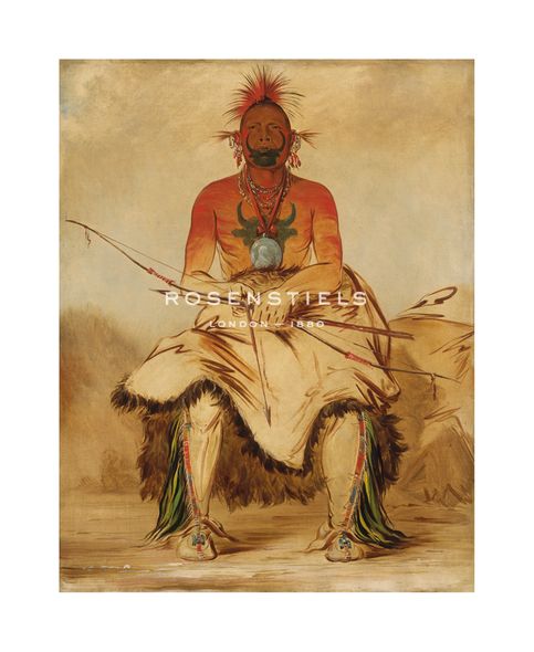 George Catlin Hand Numbered Limited Edition Print on Paper :"La-doo-ke-a - Buffalo Bull"