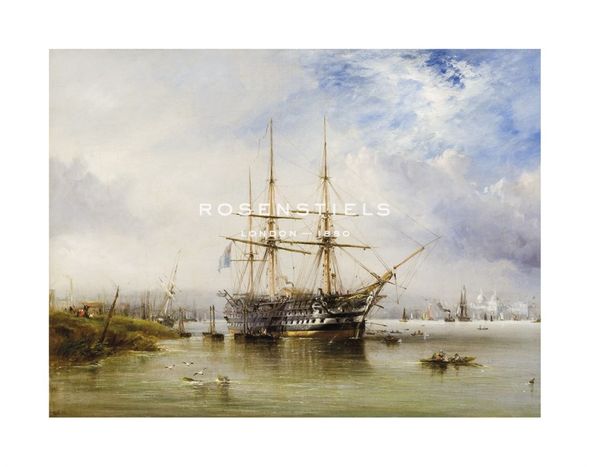 George Chambers Hand Numbered Limited Edition Print on Paper :"H.M.S. Agamemnon, of Greenwich (laid the first Atlantic Telegraph cable in 1858)"