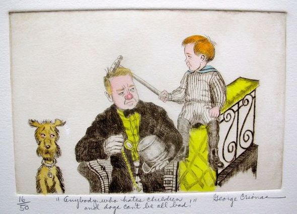 George Crionas Hand Signed Limited Edition Color Etching:"W.C. Fields"