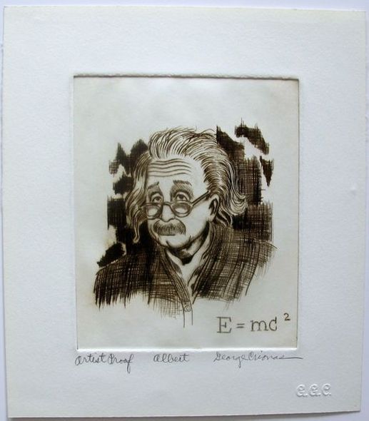 George Crionas Hand Signed Limited Edition Etching:"Albert Einstein"