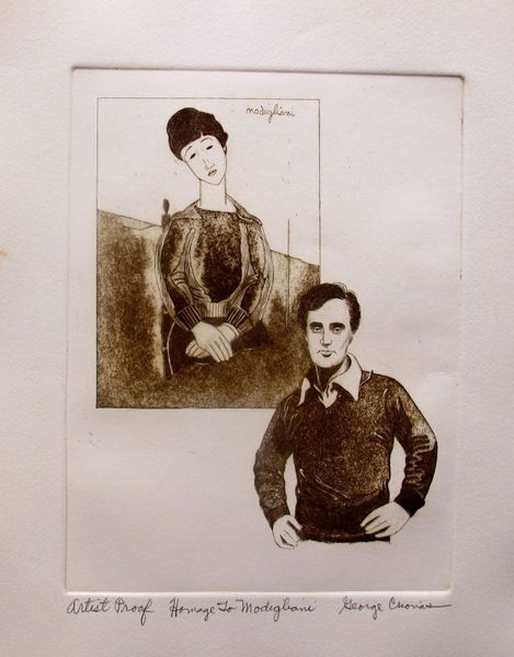 George Crionas Hand Signed Limited Edition Etching:"Homage To Modigliani"