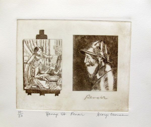 George Crionas Hand Signed Limited Edition Etching:"Homage To Renoir"