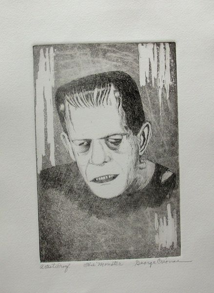 George Crionas Hand Signed Limited Edition Etching:"The Monster Frankenstein"