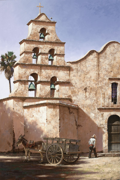 George Hallmark Artist Hand Signed Limited Edition Giclee on Paper and Canvas: "The Bells of San Diego"