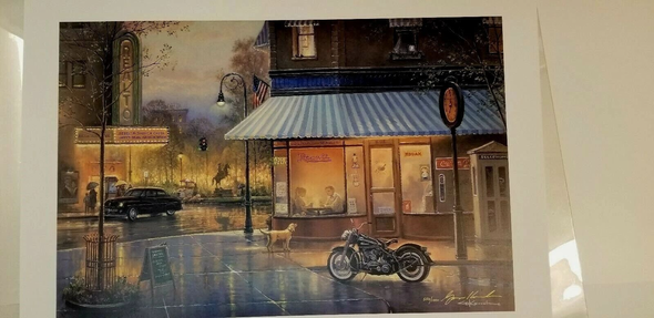 George Kovach Signed and Numbered Limited Edition Lithograph: "American Classic Motorcycle"