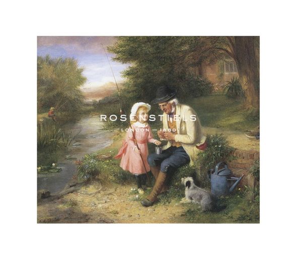 George O'Neill Hand Numbered Limited Edition Print on Paper :"Fishing with Grandpa"