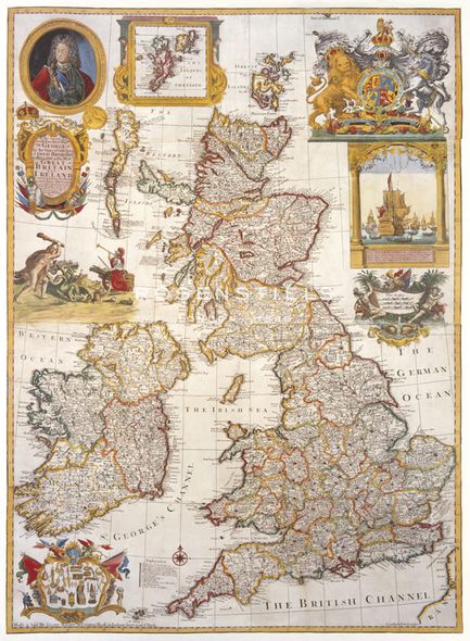 George Willdey Hand Numbered Limited Edition Print on Paper :"Map of Great Britain and Ireland, c1730"