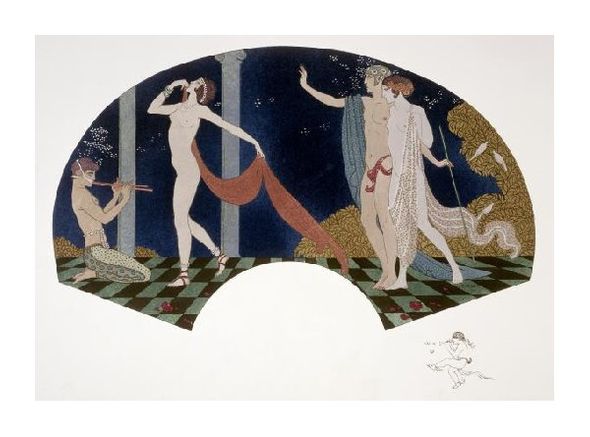 Georges Barbier Fine Art Open Edition Gicl&eacute;e:"Fan: Four Figures"