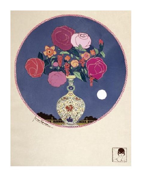 Georges Lepap Fine Art Open Edition Gicl&eacute;e:"Arrangement of Various Flowers in Decorated Vase"