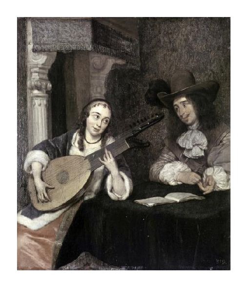 Gerard Ter Borch Fine Art Open Edition Giclée:"Woman Playing the Lute"